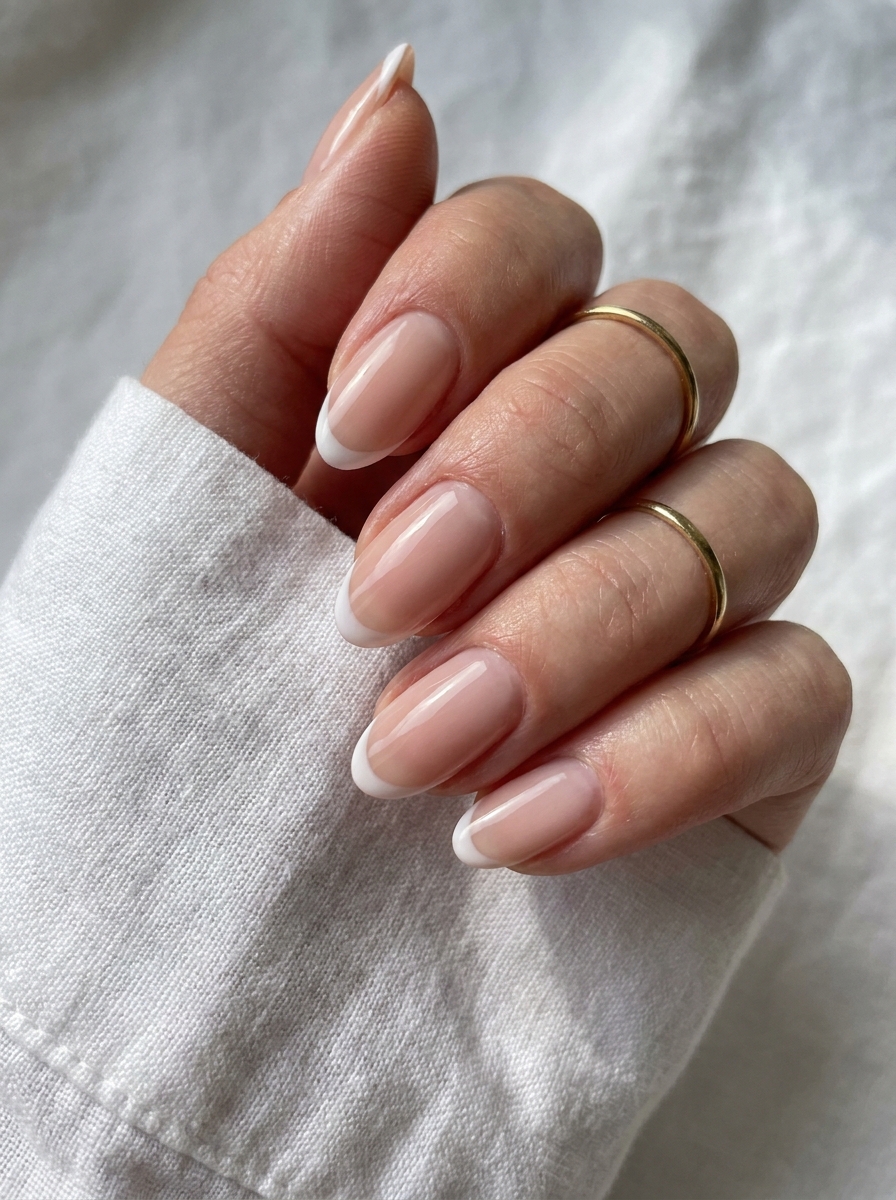 White Summer French Nails mit feinen weißen Spitzen